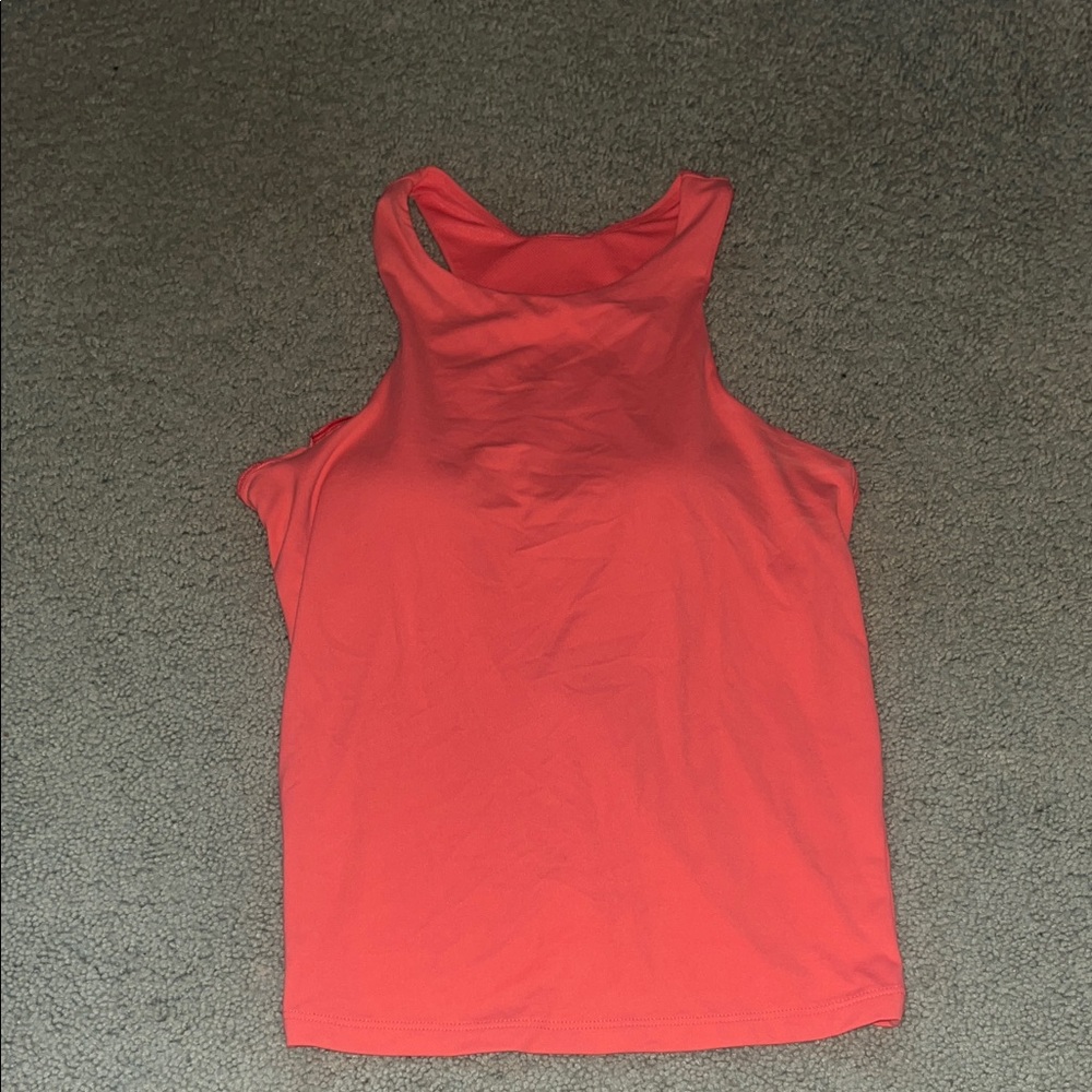 Sleeveless High Neck Tank Top - Coral Pink